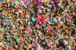 Seoul - February 1 : Love Padlocks At N Seoul Tower Or Locks Of Love Is A Custom In Some Cultures Which Symbolize Their Love Will Be Locked Forever At Seoul Tower On February 1,2015 In Seoul,south Korea Stock Photo