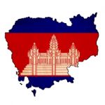 Cambodia Map On Cambodia Flag Drawing ,grunge And Retro Flag Ser Stock Photo