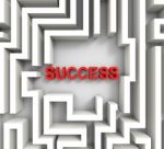 Success In Maze Showing Puzzle Achievement Stock Photo