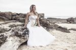 Bride At Snapper Rock Beach In New South Wales Stock Photo