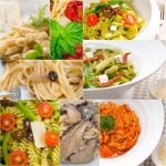 Collection Of Different Type Of Italian Pasta Collage Stock Photo