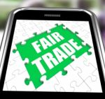 Fair Trade Smartphone Means Shop Or Buy Fairtrade Stock Photo