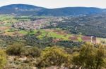 Landscape Village With Houses In Valley Of Greece Stock Photo