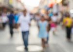 Blurred People Walking On The Street Of Old Town Stock Photo