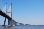 Vasco Da Gama Bridge Over River Tagus In Lisbon Stock Photo