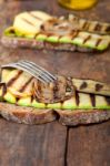 Grilled Vegetables On Bread Stock Photo