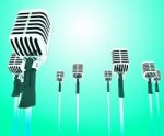 Microphones Micl Shows Music Groups Band Or Singing Hits Stock Photo