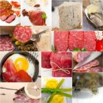 High Protein Food Collection Collage Stock Photo