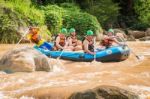 Whitewater Rafting On The Rapids Of  Maetang River On June 15, 2 Stock Photo