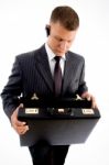 Businessman Holding Briefcase Stock Photo