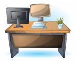 Cartoon  Illustration Interior Office Room With Separated Layers Stock Photo