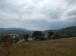 Mountain Panorama, Landscape And Buildings Stock Photo