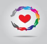 Red Heart In Circle Hand,  Icon Stock Photo