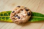 Top View Of Chocolate Chips Cookie Stock Photo