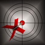 Arrow Aiming On Dartboard Shows Aiming Accuracy Stock Photo