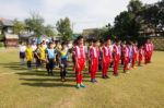 Bangkok, Thailand - Nov 2016: In The Nov 23, 2016. Youth Soccer Match, In Pieamsuwan Elementary School Stock Photo