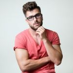 Elegant Young Handsome Man. Studio Fashion Portrait Stock Photo