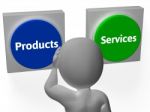 Products Services Buttons Show Merchandice Or Services Selling Stock Photo