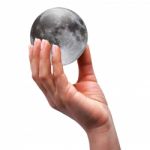 Hand Holding Moon Stock Photo