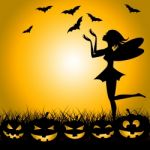 Halloween Fairy Shows Trick Or Treat And Bats Stock Photo