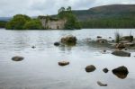 Castle In The Middle Of Loch An Eilein Near Aviemore Scotland Stock Photo