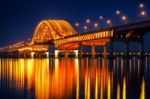 Banghwa Bridge At Night In Seoul,korea Stock Photo