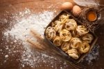 Fettuccine Pasta Italian Food Still Life Rustic Stock Photo