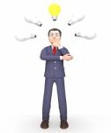 Businessman Character Means Power Sources And Ideas 3d Rendering Stock Photo