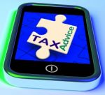 Tax Advice Phone Message Shows Taxation Help Online Stock Photo