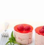 Fresh Raspberry Cake Mousse Dessert Stock Photo