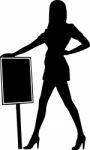 Silhouette Lady With Billboard Stock Photo