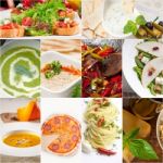 Healthy And Tasty Italian Food Collage Stock Photo