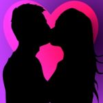 Silhouette In Love Stock Photo