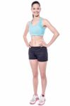 Full Length Of Fit Lady In Sportswear Stock Photo