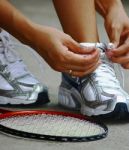 Tying Shoe Laces Stock Photo