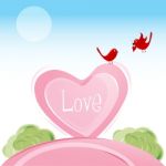 Love Birds In Valentine Card Stock Photo