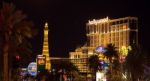 Night Scene Along The Strip Towards Planet Hollywood In Las Vega Stock Photo