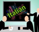 Italian Language Shows Foreign Translate And Vocabulary Stock Photo