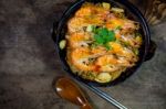 Baked Shrimp Vermicelli Stock Photo