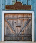 The Old Wooden Door In Farm Stock Photo