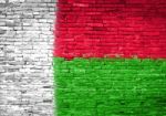 Madagascar Flag Painted On Wall Stock Photo