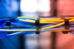 Fiber Optic With Servers In A Technology Data Center Stock Photo