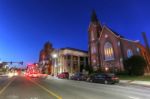 Scenic View Of Downtown New Hampshire In The Twilight Stock Photo