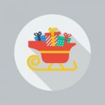 Christmas Flat Icon. Santa Sledge Stock Photo