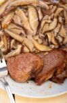 Venison Deer Game Filet And Wild Mushrooms Stock Photo