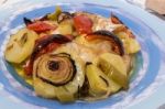 Oven Codfish With Potatoes Meal Stock Photo