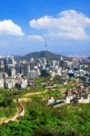 View Of Cityscape And Seoul Tower In Seoul, South Korea. Autumn Stock Photo