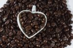 Coffee Beans And Cup Stock Photo