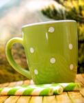 Coffee Biscuits Break Means Decaf Cafe And Cafeteria Stock Photo