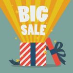 Big Sale With A Christmas Gift Box Stock Photo